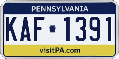 PA license plate KAF1391