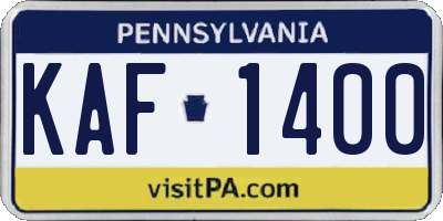 PA license plate KAF1400