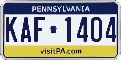 PA license plate KAF1404