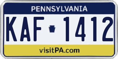 PA license plate KAF1412