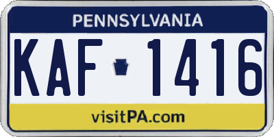 PA license plate KAF1416