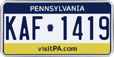 PA license plate KAF1419