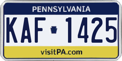 PA license plate KAF1425
