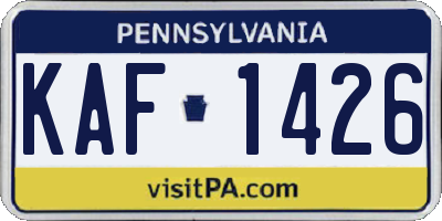 PA license plate KAF1426