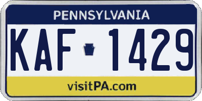 PA license plate KAF1429