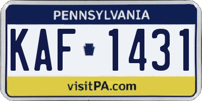 PA license plate KAF1431