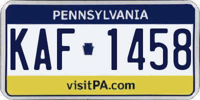 PA license plate KAF1458