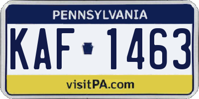 PA license plate KAF1463