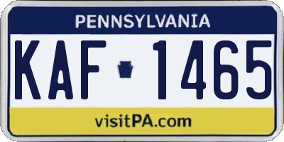 PA license plate KAF1465