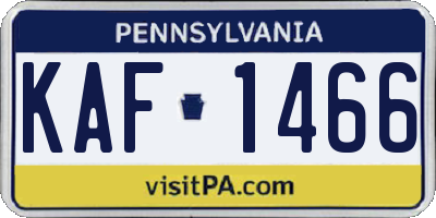 PA license plate KAF1466