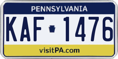 PA license plate KAF1476