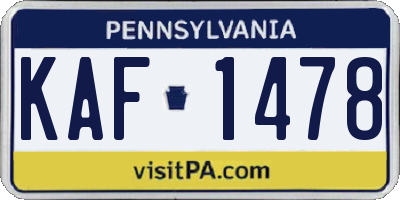 PA license plate KAF1478