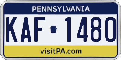 PA license plate KAF1480