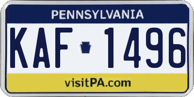 PA license plate KAF1496