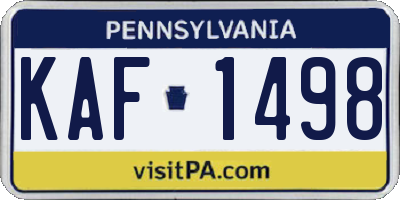 PA license plate KAF1498