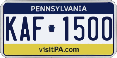 PA license plate KAF1500