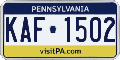 PA license plate KAF1502