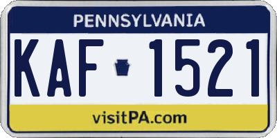 PA license plate KAF1521