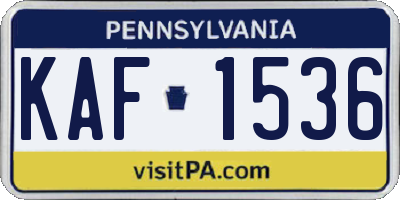 PA license plate KAF1536
