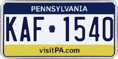 PA license plate KAF1540