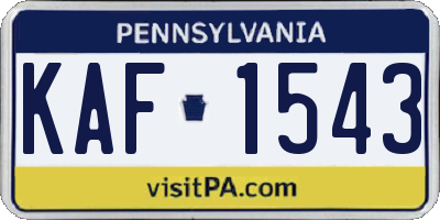 PA license plate KAF1543