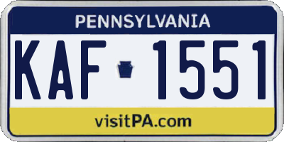 PA license plate KAF1551