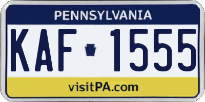 PA license plate KAF1555