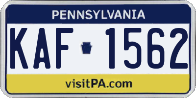 PA license plate KAF1562