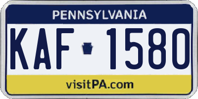 PA license plate KAF1580