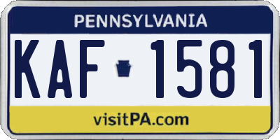 PA license plate KAF1581