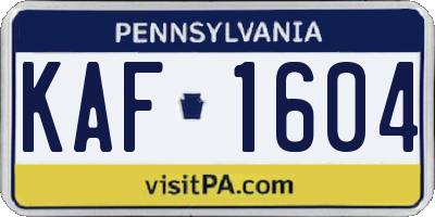 PA license plate KAF1604
