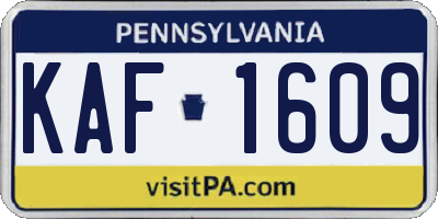 PA license plate KAF1609