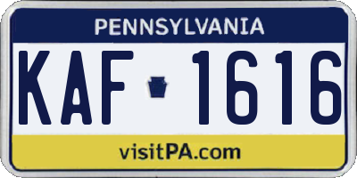 PA license plate KAF1616