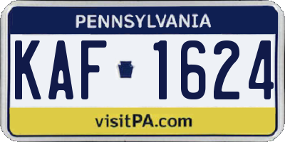 PA license plate KAF1624