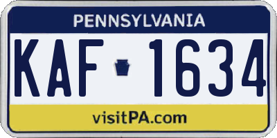 PA license plate KAF1634