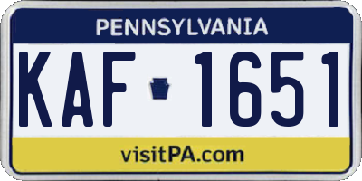 PA license plate KAF1651