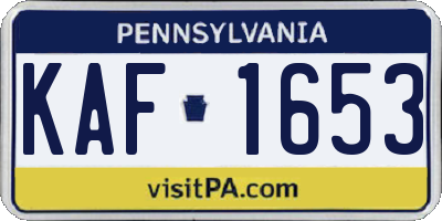 PA license plate KAF1653