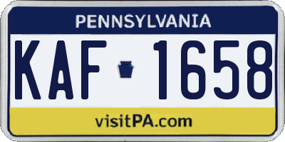 PA license plate KAF1658