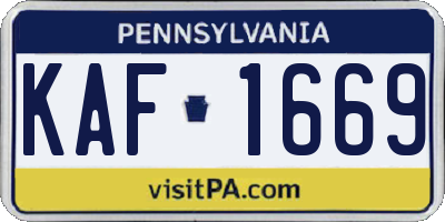 PA license plate KAF1669