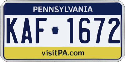 PA license plate KAF1672