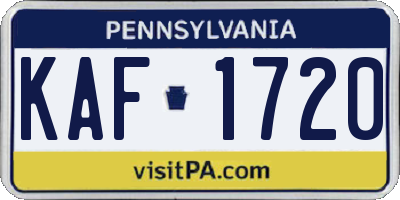 PA license plate KAF1720