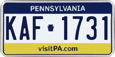 PA license plate KAF1731