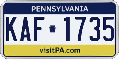 PA license plate KAF1735