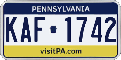 PA license plate KAF1742