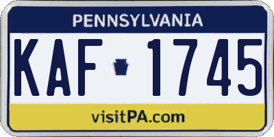 PA license plate KAF1745