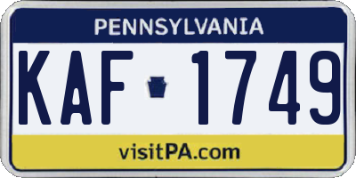 PA license plate KAF1749