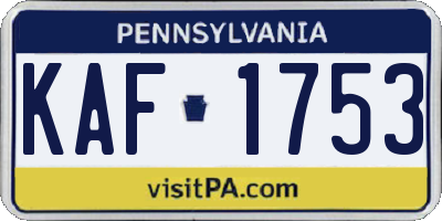 PA license plate KAF1753