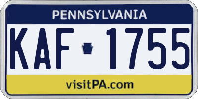 PA license plate KAF1755