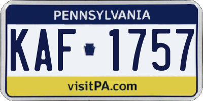 PA license plate KAF1757