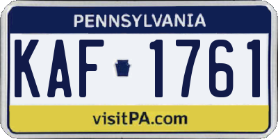PA license plate KAF1761
